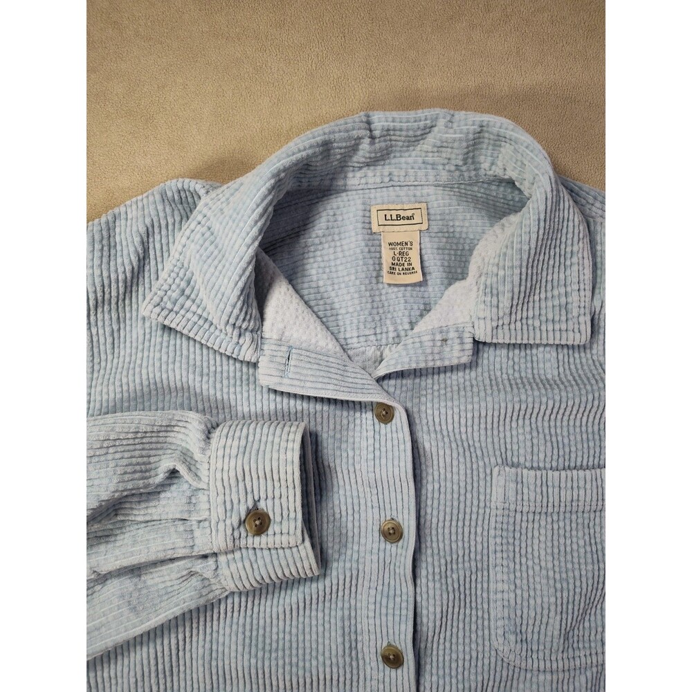 Large Vintage LL Bean Shacket Corduroy Pastel Blue 90s Y2K  Shirt Cotton